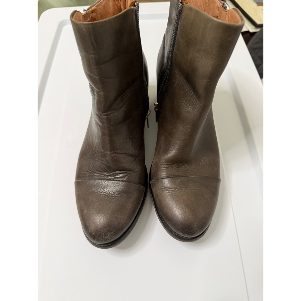 Pikolinos Womens Leather Ankle Boots Olive Brown Side Zip Block Heel Size 41